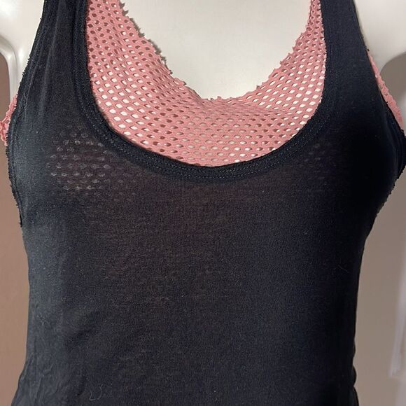 Koral Black and pink sheer net top racerback size xs - Picture 2 of 5